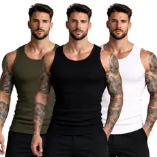 kit com 3 Regatas Caneladas americana básica
