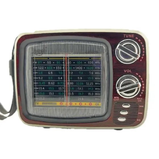 Rádio Portatil Am Fm Bluetooth Retro Vintage Tv Usb Radinho Recarregável Caixa de som AD-078