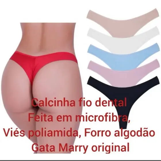 Kit com 3 calcinhas fio dental adulto tanga feminina em microfibra premium não marca.