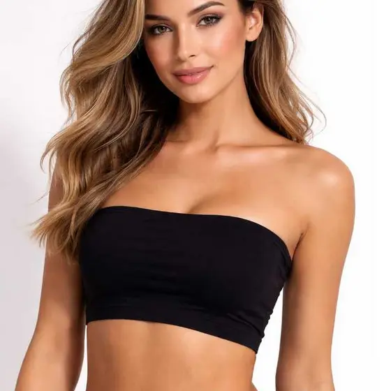 Kit com 10 Tops Faixa Tomara que Caia Top Faixa Forrado em Poliéster Liso em Cores Variadas.