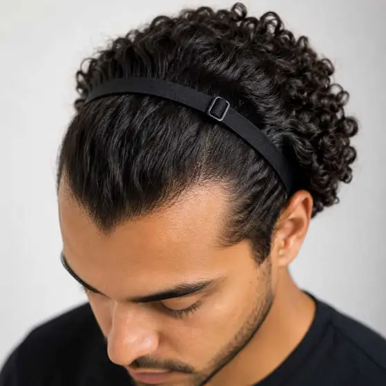 Kit 3 Tiaras Elásticas Ajustáveis Masculina para Cabelos Cacheados e Lisos-Conforto e Estilo