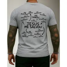 Camiseta Jesus Me Salvou Masculina Algodão Confortável