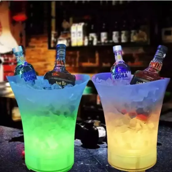 Balde De Gelo Bebidas Com LED Caixa Som Bluetooth Balada Festa Cooler Iluminado Branco Portátil Piscina