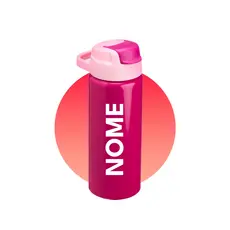 Garrafa Alumínio Squezee 600ml Com Alça  Infantil Personalizada - Canudo Flip Alça Antivazamento Escola Unissex