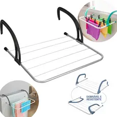 Varal Portátil Para Apartamento Secador De Roupas Prático e Retrátil Para Janela e Parede