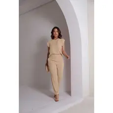 Conjunto Feminino Calça Cenoura Forrada e Regata Japonesa Moda Casual Elegante