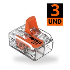 Kit 3 Conectores Emenda Para Fios Elétrico 2 Polos Flexível 0,14 – 4,0 mm² 32A Wago Isola Compacto