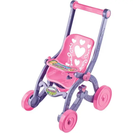 CARRINHO DE BONECA FLORZINHA ROSA C/LILAS