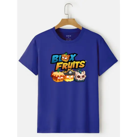 Camiseta Blox Fruits Infantil do 04 ao 16 Blusa Desenho Jogos Game Celular Animado Colorida Camisa algodão Unissex 05