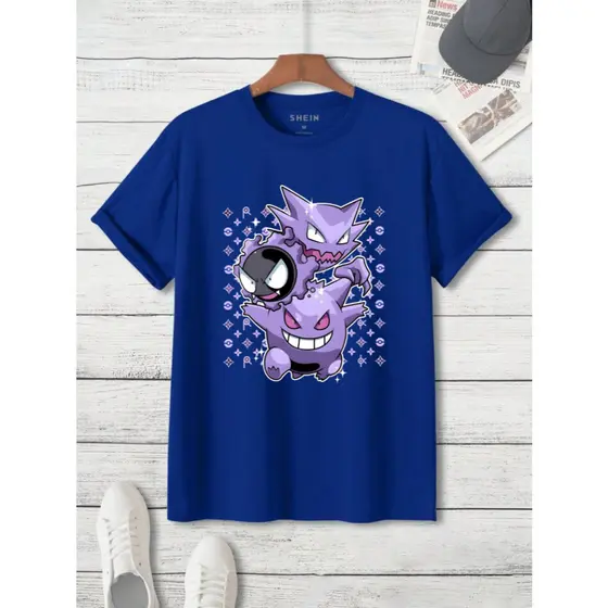 Camiseta Gengar Pokémon Adulto e Infantil Jogo Game Criança Camisa Casual Algodão Masculina Feminina Unissex 05