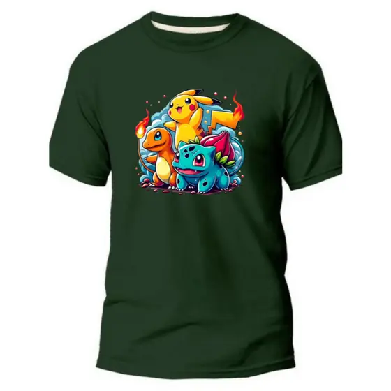 Camiseta Pokémon Infantil do 04 ao 16 Blusa Desenho Jogo Game Animado Colorida Camisa algodão Unissex