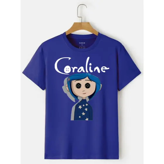 Camiseta Infantil Tamanho 04 ao 16 Coraline Coloridas Mundo Secreto Filme Camisa Modelo Premium Feminina Unissex 002