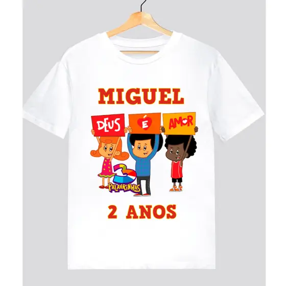 Camisa Camiseta 3 Três Palavrinhas Personalizada Com Nome Blusa Infantil Aniversario
