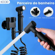 Ducha Higiênica Válvula Dupla Conjunto De Pulverizador De Bidé De Parede Fosco Preto