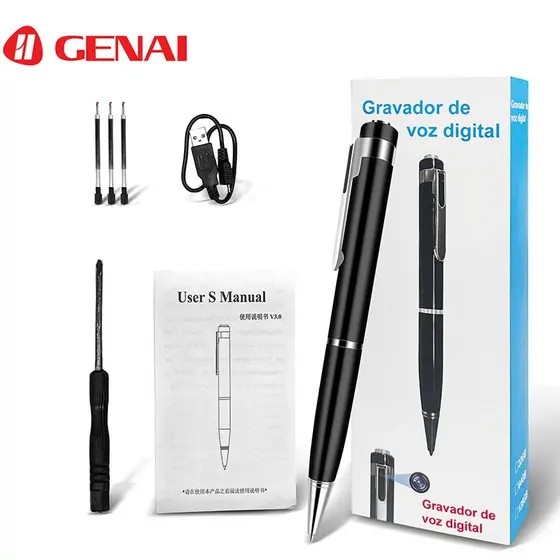 【GENAI】Gravador de voz portátil/mini gravador de voz 540 horas 64 GB grande memória gravador de voz com função de vídeo