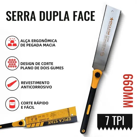 Serra Dupla Face 660mm Corte Rápido & Preciso para Madeira – Ideal pra Carpintaria e DIY