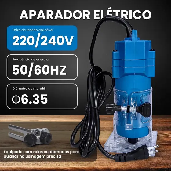 220/240V Aparador Elétrico Profissional 550W 35000RPM - Fresadeira Tupia com Acessórios