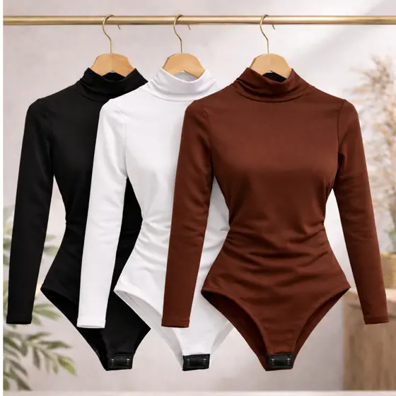 Body Manga Longa Feminino Tamanhos PP ao G5 Bore Elegante Blusa Plus Size Feminina Inverno Bory