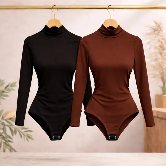 Body Manga Longa Feminino do PP ao G5 Bory Elegante Blusa Plus Size Feminina Outono Inverno Bore