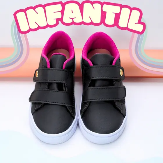 Tênis Infantil Feminino Escolar com Velcro Confortável do 25 ao 36 Envio Grátis