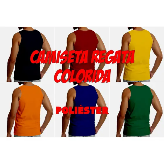 Camiseta Regata Colorida Malha sublimação 100% Poliéster