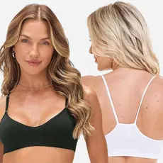 Kit 2 Tops Zee Rucci Nadador Sem Bojo Alça Fina Sem Costura