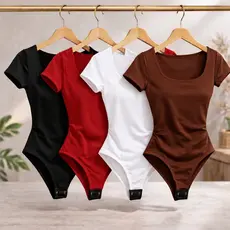 Body Feminino Estiloso Tamanhos PP até G2 Plus Decote Quadrado Elegante Com Forro Duplo Verão