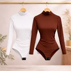 Body Manga Longa Feminino Tamanhos PP ao G5 Bore Elegante Blusa Plus Size Feminina Inverno Bory
