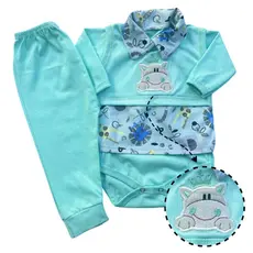 Conjunto pagão 3 peças Colete, Body, Colete e Calça, Menino aplique