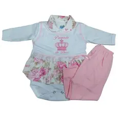 Conjunto Pagão Feminino 3 peças Roupa de Bebê 100% Algodão