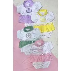 Conjunto Bebê Menina estampa Poá com 3 Peças Princesa Body Mijão e Vestido Material 100% Algodão