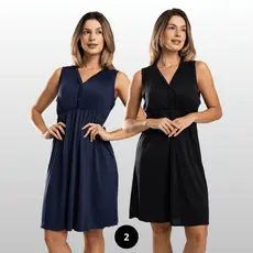 KIt 2 Camisola BOTÃO Amamentação Parto Vestido Maternidade Gestante Grávida Conforto Maternidade Mãe