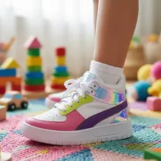 Tênis Infantil Menina Fashion Casual Cano Médio Refletivo Recortes