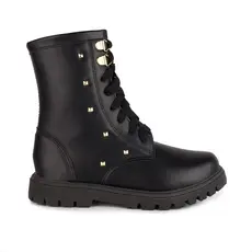 Bota Coturno Infantil Feminina Tratorada Tachas Douradas Zíper Menina Fashion