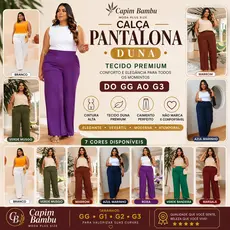 Calça Pantalona Plus Size Feminina Duna Cintura Alta Coleção Estação Inverno GG G1 G2 G3