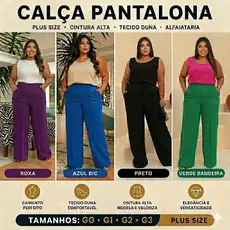 Calça Pantalona Plus Size Feminina Duna Cintura Alta Nova Coleção Estação Inverno GG G1 G2 G3