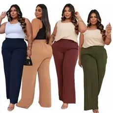 Coleção Completa Calça Pantalona Plus Size Feminina Duna Cintura Alta Alfaiataria GG G1 G2 G3