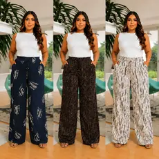 Coleção Completa Calça Pantalona Malha Viscolaycra Cintura Alta Moda Feminina P M G GG EG