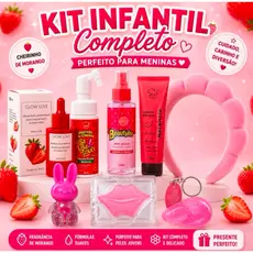 Kit Beleza Infantil Menina Presente Rotina de Skincare 7 Itens Limpeza Facial Melancia + Acessórios