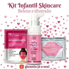 Kit Skincare Infantil Mousse Micelar + Esponja Polvo + Máscara Facial Limpeza Suave Crianças