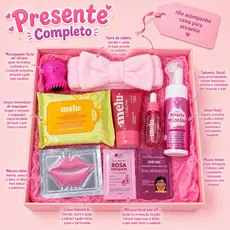 Kit Presente Infantil Menina Skincare Melu Completo Sabonete Facial Sérum Máscara Labial Tiara Spa Rosa