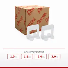 1000 Espaçador Nivelador Clip Piso Porcelanato Slim Cortag 1,0mm / 1,5mm / 2,0mm