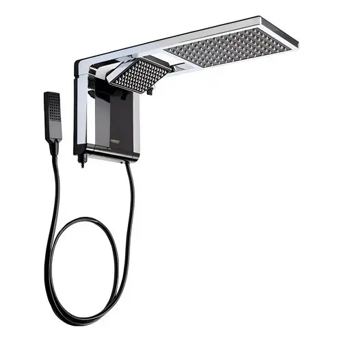 Chuveiro Elétrico De Parede Lorenzetti Acqua Ultra Duo Cor Preto Cromado 5500w