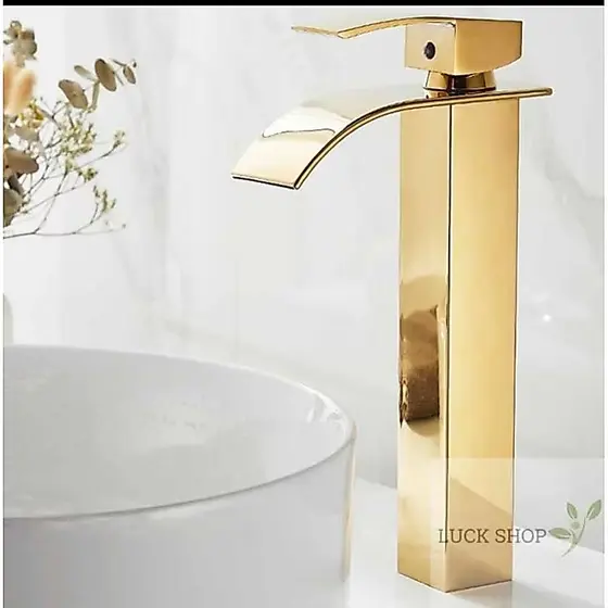 Torneira Para Banheiro Misturador Cascata Monocomando Qualidade Metal Luck DOURADA ALTA 15037G