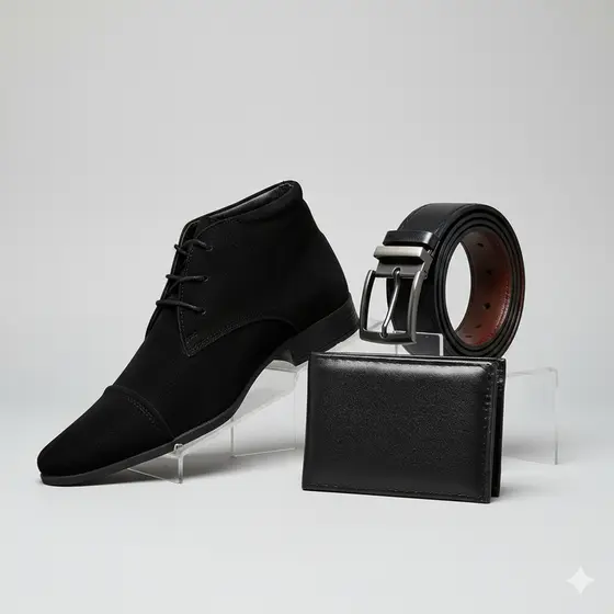 Kit Bota Masculina Camurça Cinto Carteira Cano Curto Preto Marrom Confortável Festa Chukka Chelsea
