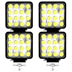 Kit 4 Farol Milha 16 Led 48w 12v/24v Quadrad Off-road 6000k