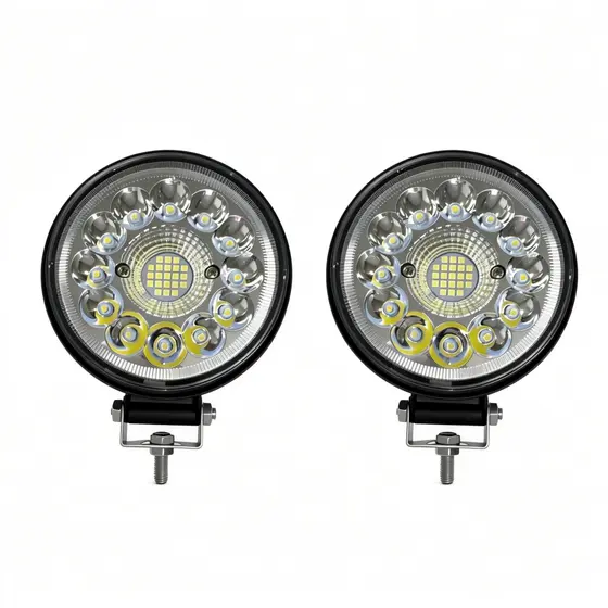 Kit 2 Farol Led Redondo Milha 99w 33 Leds Carro Jeep 12v24v