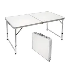 Mesa Dobrável de Alumínio 120x60cm com Tampo MDF e Alça para Camping