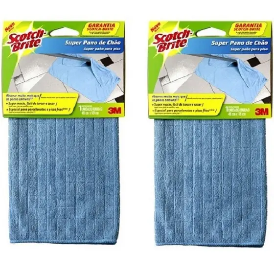 Kit com 2 Super Pano de Chão SCOTCH-BRITE Azul 3M