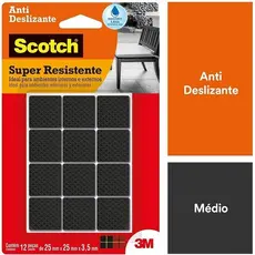 Protetor ANTI Deslizante Quadrado M 25MM X 25MM X 3,5MM com 12 SCOTCH 3M